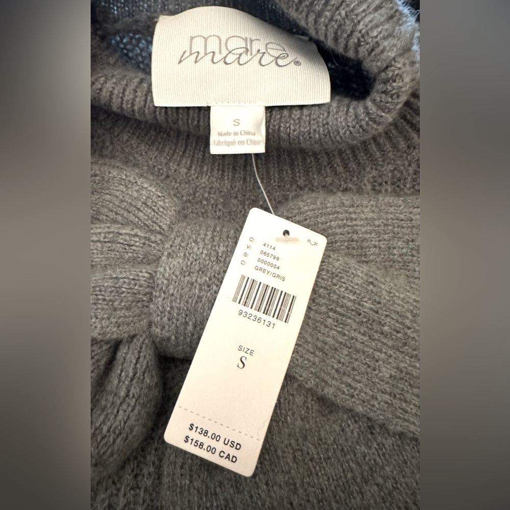 NWT Size S - Mare Mare x Anthropologie 3D Bow Sweater in Grey - Picture 14 of 14